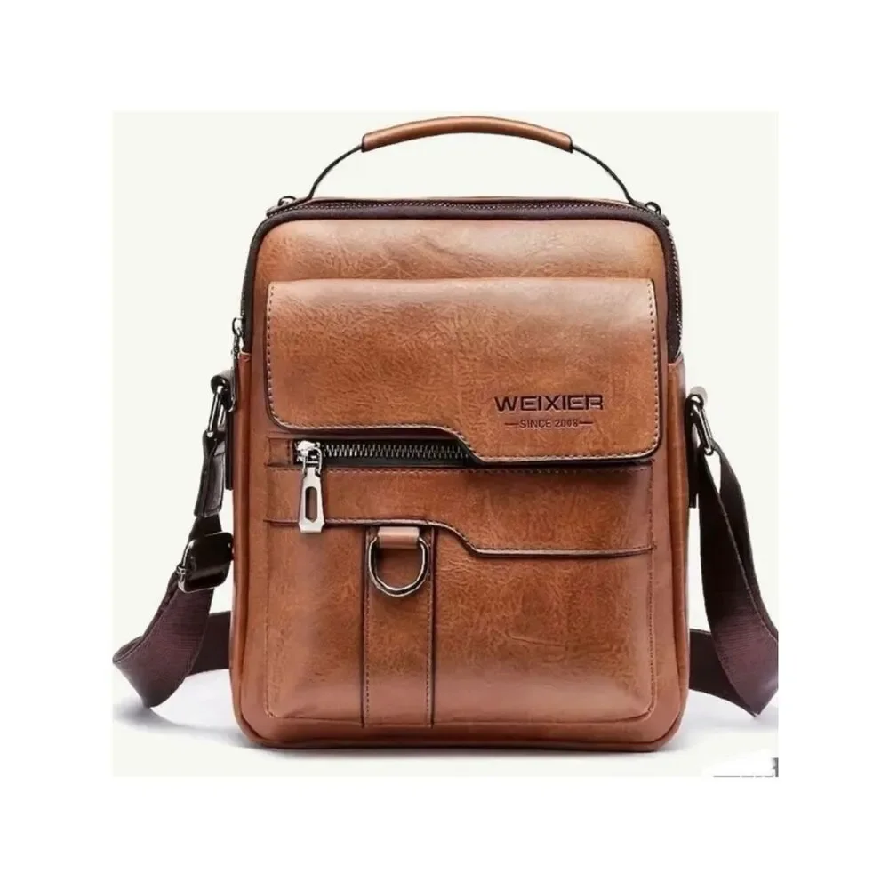 NWT WEIXIER Vintage Tan Camel Shoulder Spacious Multi-Pocket Office Travel Bag